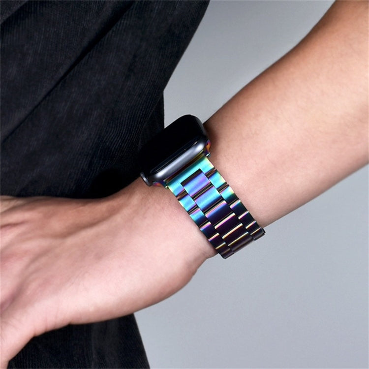 For Apple Watch Series 10 42mm / 9&8&7 41mm / SE 3&SE 2&6&SE&5&4 40mm / 3&2&1 38mm Fold Buckle 3 Beads Stainless Steel Watch Band