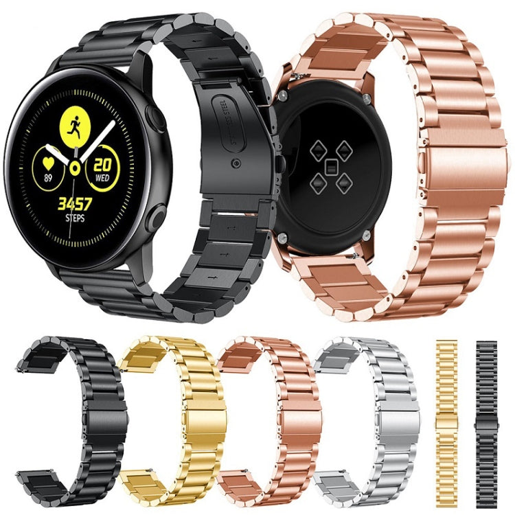 3-Beads Slingshot Buckle Solid Stainless Steel Watch Band for Galaxy Watch Active 20mm