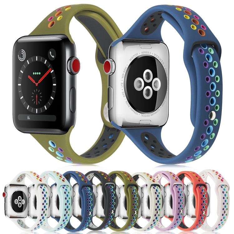 Rainbow Silicone Watchband For Apple Watch Series 6 & SE & 5 & 4 40mm / 3 & 2 & 1 38mm