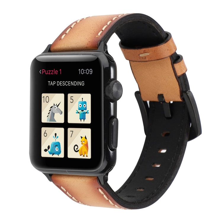 Retro Head-layer Cowhide Genuine Leather Watchband For Apple Watch Series 6 & SE & 5 & 4 44mm / 3 & 2 & 1 42mm