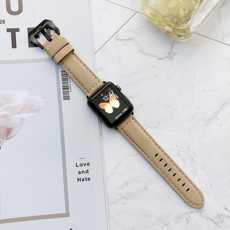 Big Head Buckle Leather Replacement Watchbands For Apple Watch Series 6 & SE & 5 & 4 40mm / 3 & 2 & 1 38mm, For Apple Watch Series 8&7 41mm / SE 2&6&SE&5&4 40mm / 3&2&1 38mm