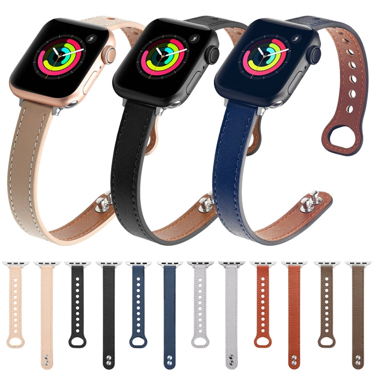 Double Nail Leather Replacement Strap Watchband, For Apple Watch Series 7 41mm / & 6 & SE & 5 & 4 40mm, For Apple Watch Series 7 45mm / & 6 & SE & 5 & 4 44mm