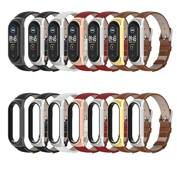 For Xiaomi Mi Band 6 / 5 Mijobs CS First Layer Cowhide Watch Band