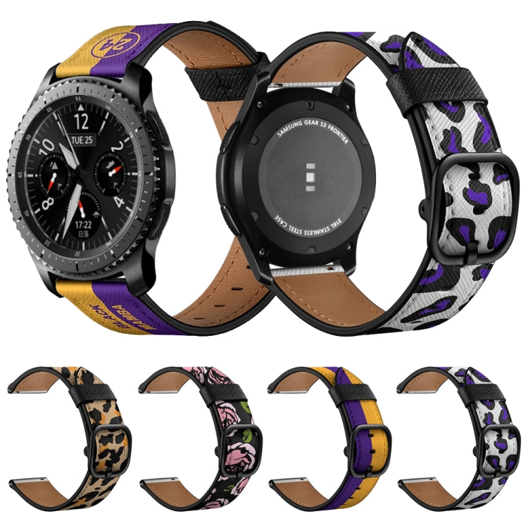Universal Printed Leather Replacement Strap Watchband, 22mm For Xiaomi Haylou RT RS3 LS04 / LS05S, 22mm For Samsung Galaxy Watch 46mm