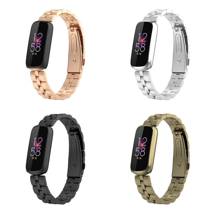 For Fitbit Luxe Special Edition Three-beads Stainless Steel Flat Buckle Replacement Strap Watchband