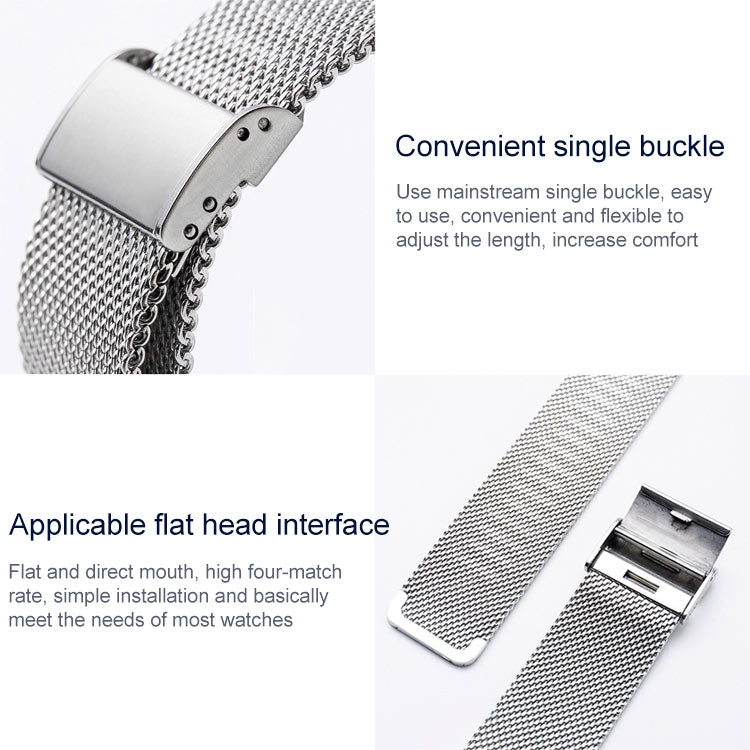 304 Stainless Steel Single Buckle Replacement Strap Watchband, 18mm, 20mm, 22mm