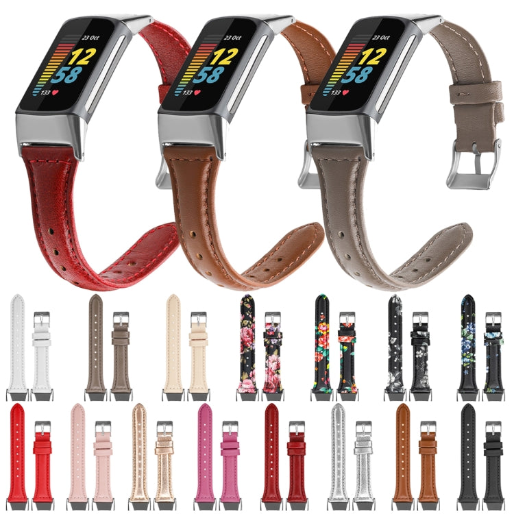 For Fitbit Charge 5 FC5-18 Leather Strap Watchband, S