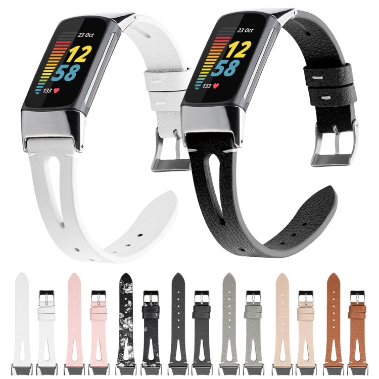 FC5-18 Pointed Tail Leather Strap Watchband, For Fitbit Charge 5