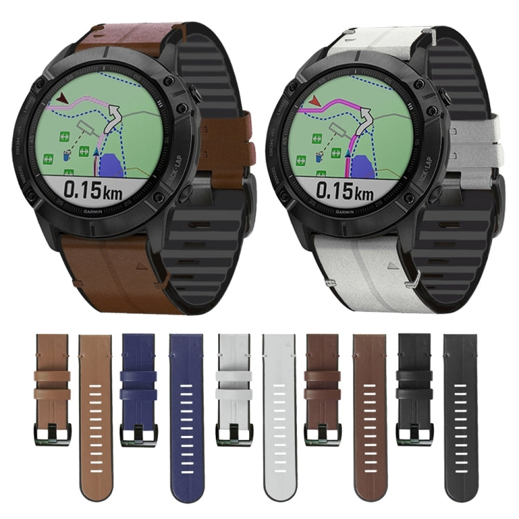 Silicone + Leather Quick Release Watchband, For Garmin Fenix 7, For Garmin Fenix 7X
