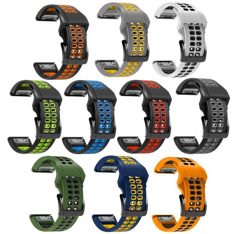 Dual Row Holes Two-color Silicone Watchband, 22mm, 26mm