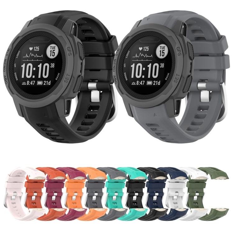 Silicone Stainless Steel Buckle Watch Band, For Garmin Instinct 2S