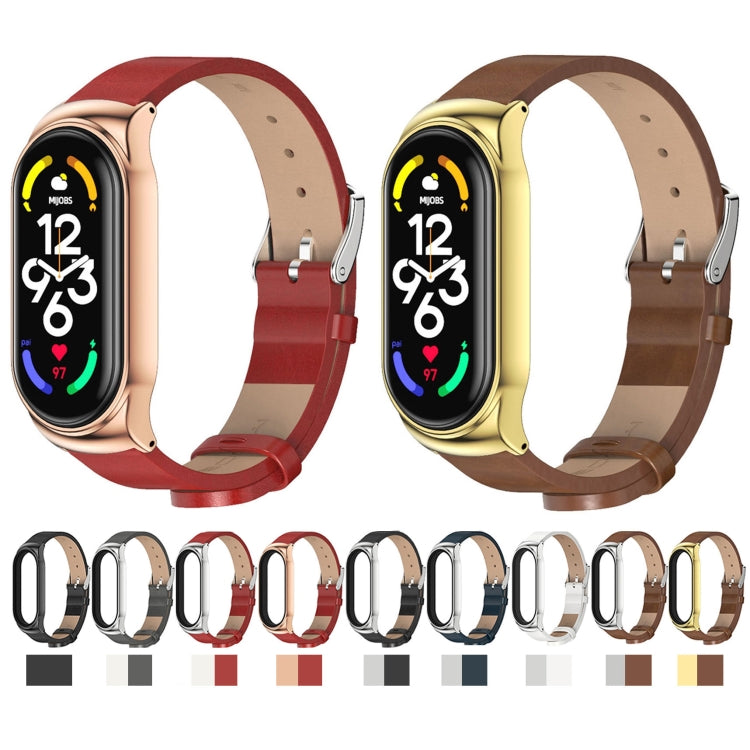 MIJOBS CS Metal Case + Microfiber Leather Watch Band, For Xiaomi Mi Band 7 / 7 NFC