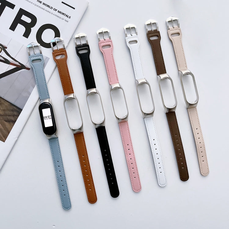 8-buckle Leather Watch Band, For Xiaomi Mi Band 3 / 4, For Xiaomi Mi Band 5 / 6, For Xiaomi Mi Band 7