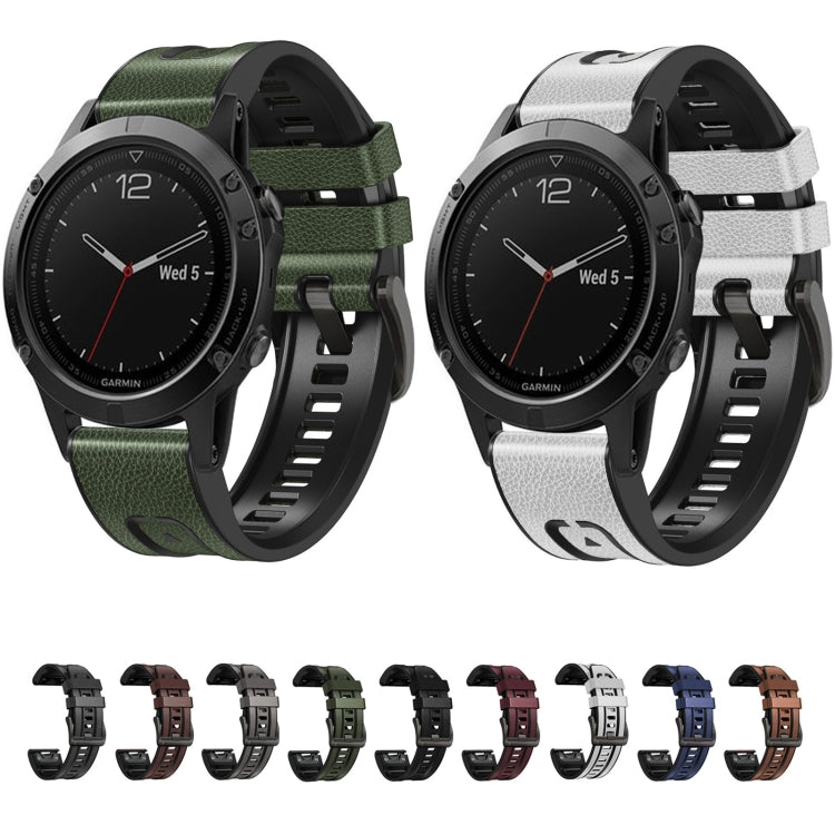 Quick Release Silicone Leather Watch Band, For Garmin Fenix 7