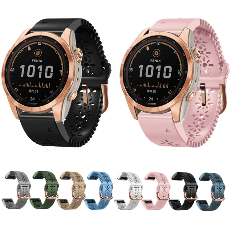 Quick Release Lace Silicone Watch Band, For Garmin Fenix 7S / 6S / 5S