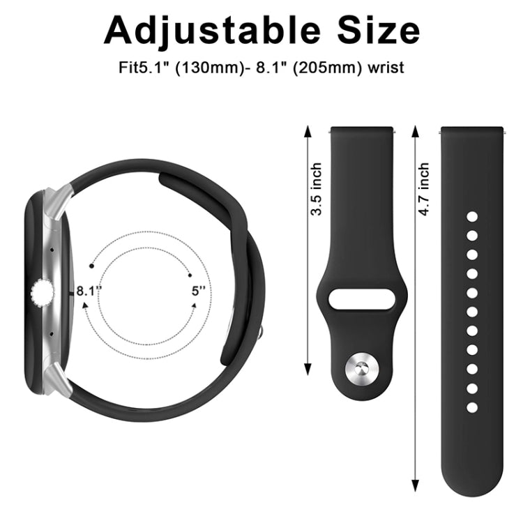 Solid Color Reverse Buckle Silicone Watch Band, For Google Pixel Watch 5 / 4 / 3 / 2 / 1 41mm, For Google Pixel Watch 4 / 3 / 2 / 1 41mm