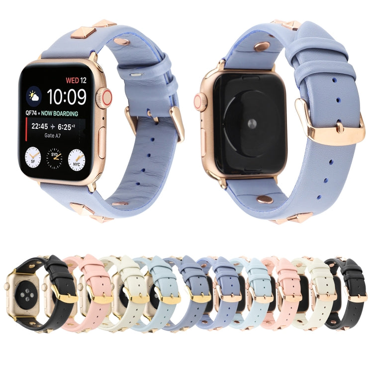 Single Row Riveted Genuine Leather Watch Band, For Apple Watch Series 8&7 45mm, For Apple Watch Series 8&7 41mm