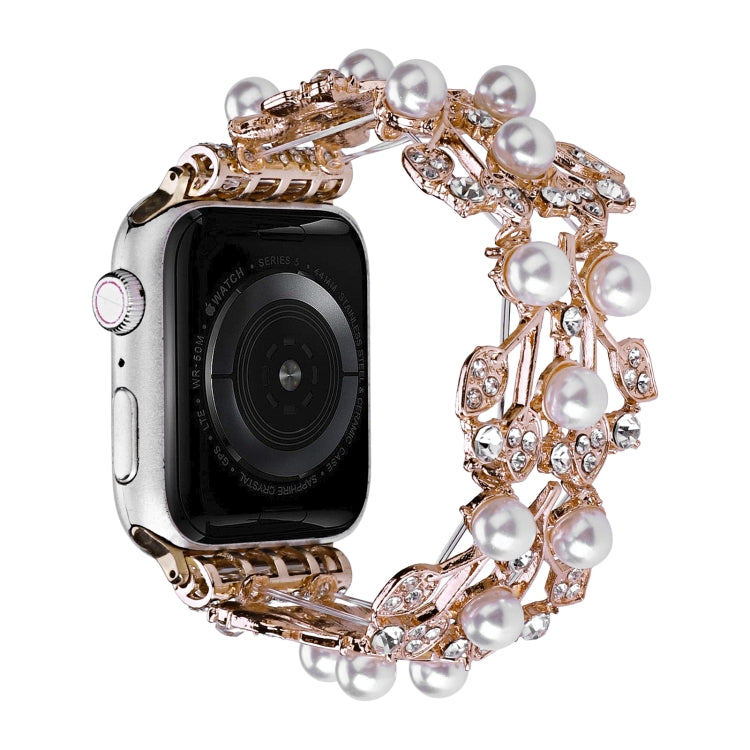 Four-leaf Bead Metal Watch Band, For Apple Watch Series 10 46mm, For Apple Watch Series 10 42mm, For Apple Watch SE 2023 44mm, For Apple Watch SE 2023 40mm, For Apple Watch Ultra 2 49mm, For Apple Watch 9 45mm, For Apple Watch 9 41mm