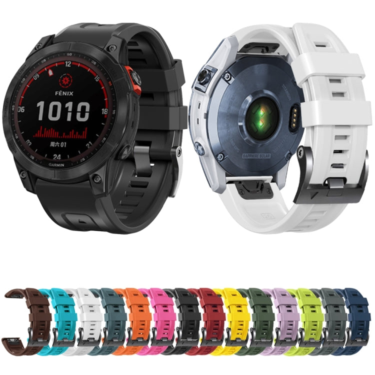 Screw Black Steel Buckle Silicone Watch Band, For Garmin Forerunner 965 / 955 / 945 / 935, For Garmin Tactix 7 Pro / Fenix 7X / 6X Pro