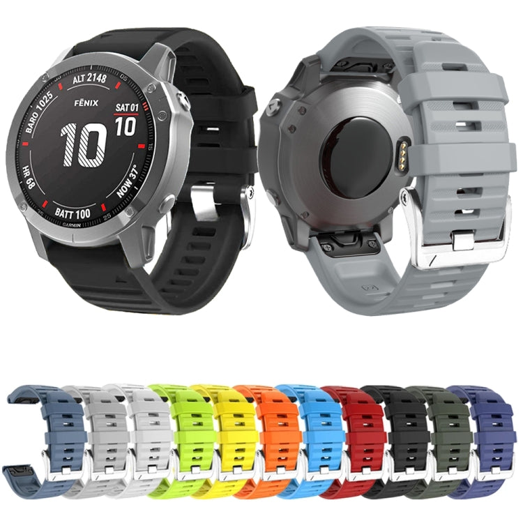 Screw Silver Steel Buckle Silicone Watch Band, For Garmin Forerunner 965 / 955 / 945 / 935, For Garmin Tactix 7 Pro / Fenix 7X / 6X Pro