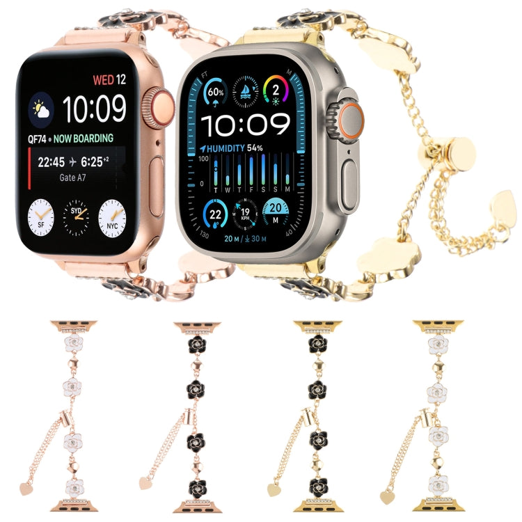 Camellia Metal Chain Bracelet Watch Band, For Apple Watch SE 2023 44mm, For Apple Watch SE 2023 40mm, For Apple Watch Ultra 2 49mm