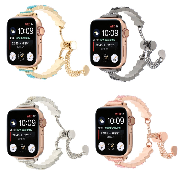 Shell Beads Chain Bracelet Metal Watch Band, For Apple Watch SE 2023 44mm, For Apple Watch SE 2023 40mm, For Apple Watch Ultra 2 49mm, For Apple Watch Series 9 45mm, For Apple Watch Series 9 41mm, For Apple Watch Ultra 49mm, For Apple Watch Series 8 41...