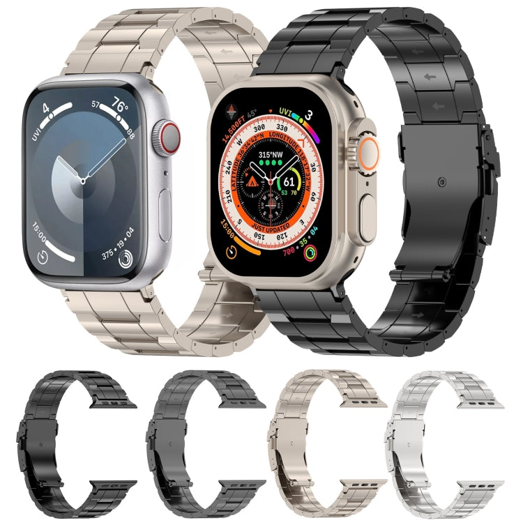 Safety Buckle Trapezoid Titanium Steel Watch Band, For Apple Watch SE 2023 44mm, For Apple Watch SE 2023 40mm, For Apple Watch Ultra 2 49mm