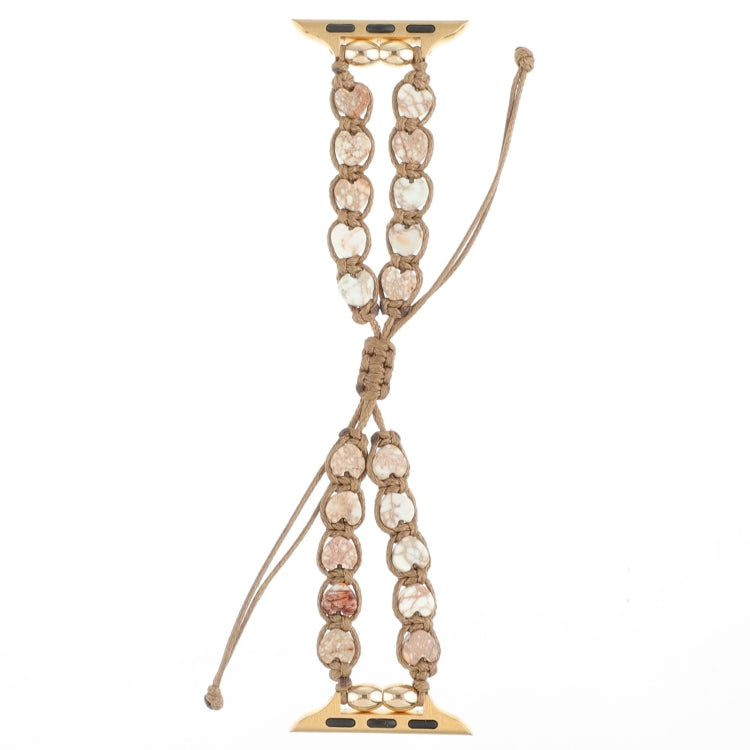Heart Stones Drawstring Chain Watch Band, For Apple Watch SE 40mm, For Apple Watch SE 44mm, For Apple Watch Series 6 40mm, For Apple Watch Series 6 44mm, For Apple Watch Series 5 44mm, For Apple Watch Series 5 40mm, For Apple Watch Series 4 44mm