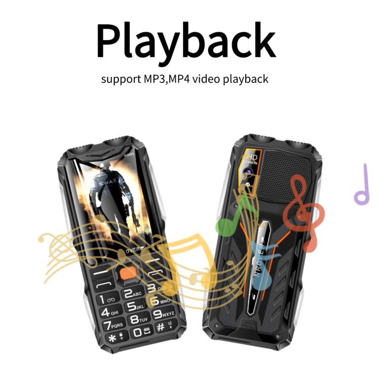 H3000 Elder Rugged Phone, 4000mAh Battery, 2.8 inch, 21 Keys, Network: 2G, LED Flashlight, FM, Dual SIM, EU Plug