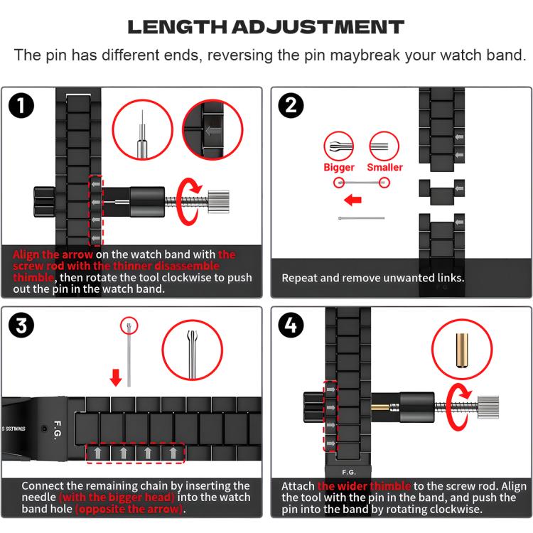 Tri-Beads Stainless Steel Watch Band with TPU Case and Strap Link Remover Set, For Samsung Galaxy Fit3