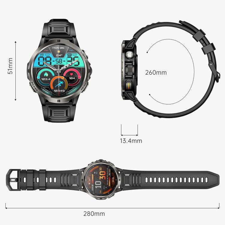 KT92 1.7-inch TFT Display 3ATM Smart Watch with Roller Control & 1000mAh Battery