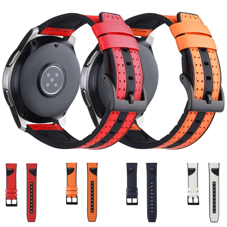 22mm For Huawei Watch GT2e / GT2 46mm Silicone Leather + Carbon Fiber Strap
