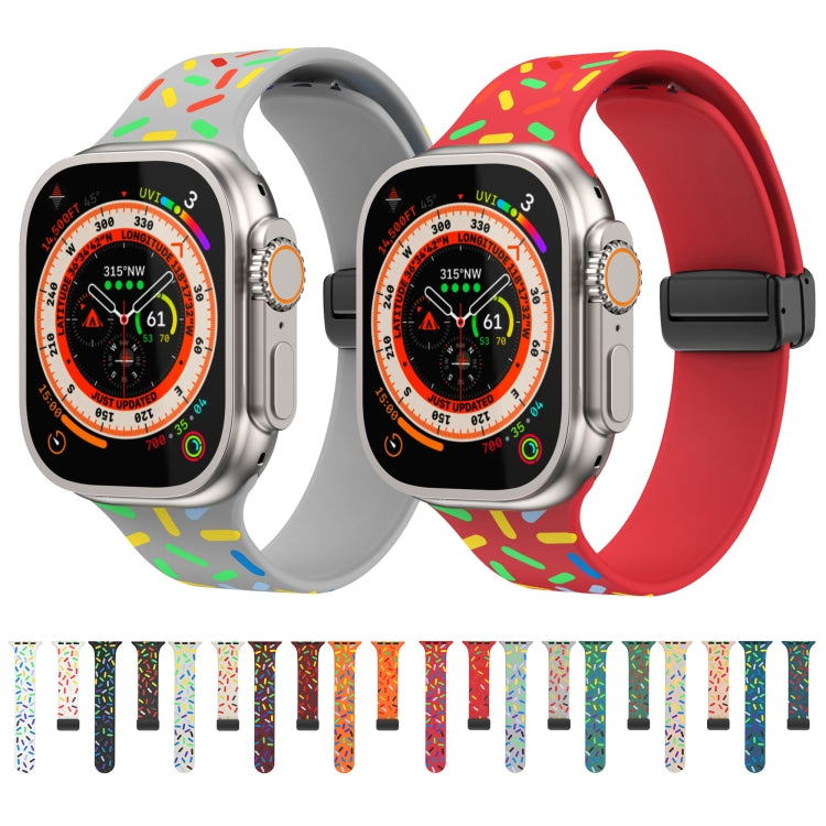 Rainbow Dots Silicone Magnetic Black Buckle Watch Band, For Apple Watch Ultra 49mm, For Apple Watch 8 41mm, For Apple Watch 8 45mm, For Apple Watch SE 2022 40mm
