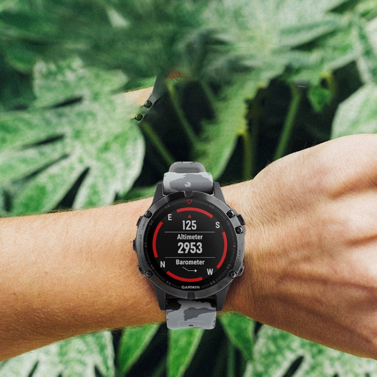 Camouflage 26mm Silicone Watch Band, For Garmin Enduro 3, For Garmin Fenix 8 MIP 51mm, For Garmin Fenix 8 AMOLED 51mm, For Garmin Fenix 7X Pro 51mm, For Garmin Epix Pro 51mm, For Garmin Instinct 2X Solar
