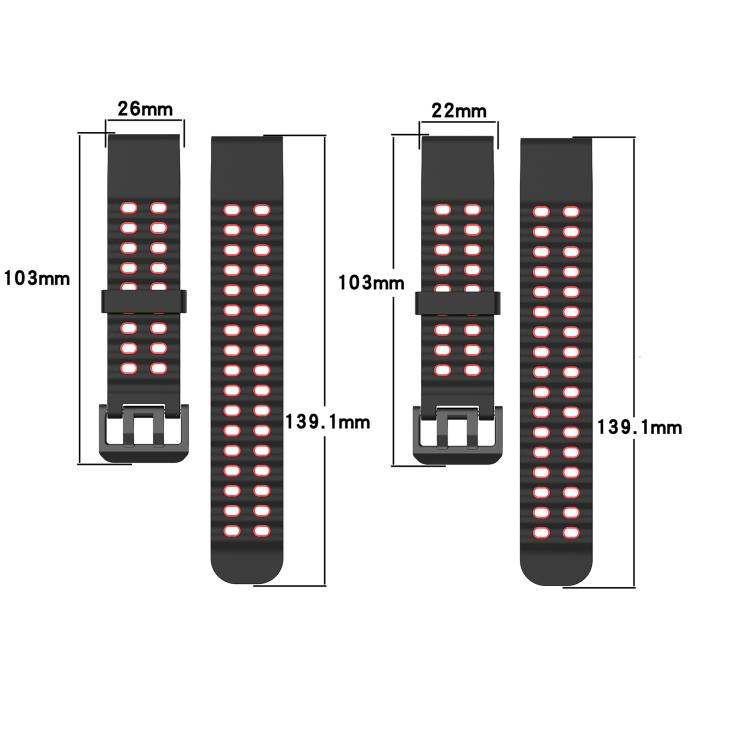 Ocean Dual Pin Buckle Two Color Silicone Watch Band, For Garmin 26mm, For Garmin 22mm