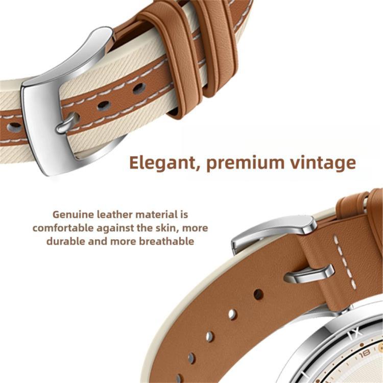 Genuine Leather Color Blocked Saddle Watch Band, For Xiaomi Band 10 Pro / Redmi Watch 6 / 5