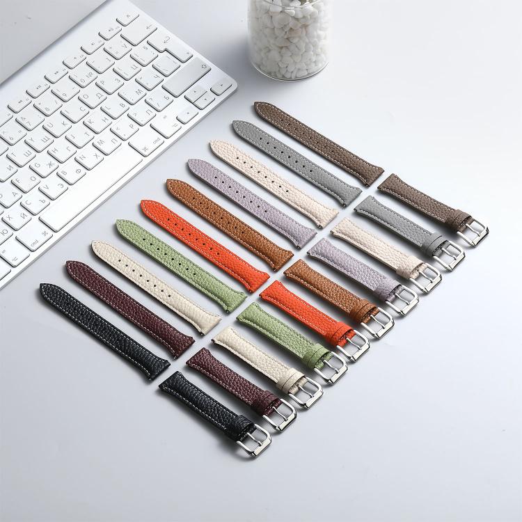 Lychee Texture Pin Buckle Leather Watch Band, 18mm