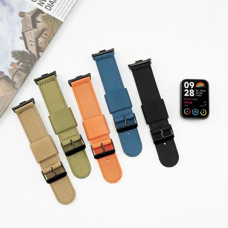 Black Pin Buckle Single Color Woven Nylon Watch Band, For Xiaomi Band 10 Pro / Redmi Watch 6 / 5