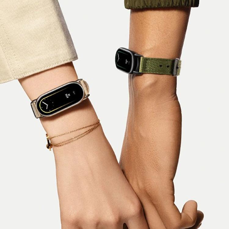 Black Pin Buckle Single Color Woven Nylon Watch Band, For Xiaomi Smart Band 10 / 9 / 8