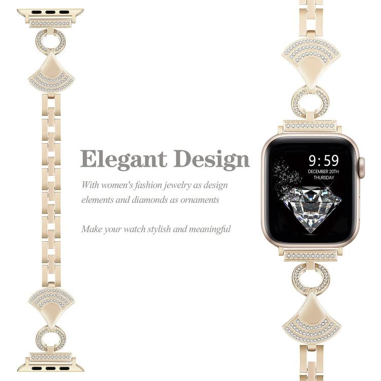 Shell-Inlaid Diamond Metal Watch Band, For Apple Watch 46mm / 49mm / 45mm / 44mm, For Apple Watch 42mm / 41mm / 40mm / 38mm