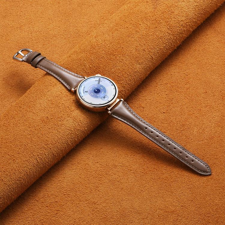 Slim Silver Pin Buckle Oil Wax Genuine Leather Watch Band, 18mm