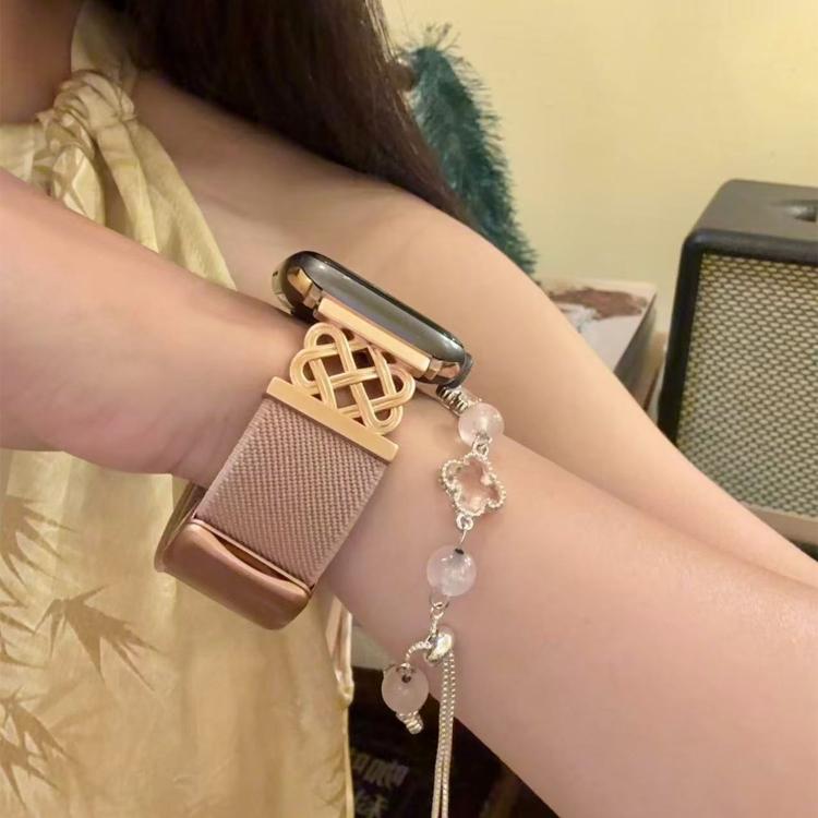 Chinese Knot Magnetic Buckle Twill Stretch Nylon Watch Band, For Apple Watch 49mm / 46mm / 45mm / 44mm, For Apple Watch 42mm / 41mm / 40mm / 38mm