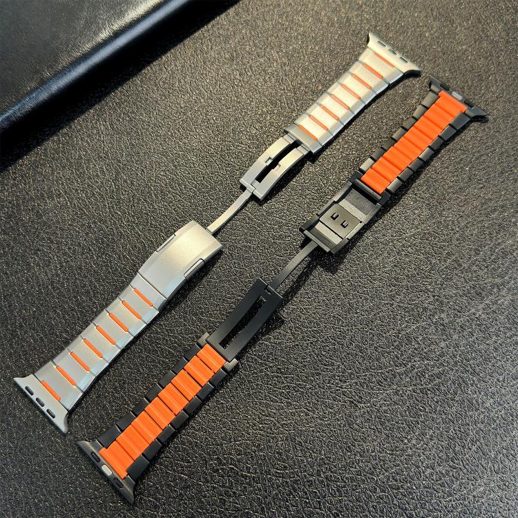Curved Two-Tone Side-Release Stainless Steel Watch Band, For Apple Watch 49mm / 46mm / 45mm / 44mm, For Apple Watch 42mm / 41mm / 40mm / 38mm