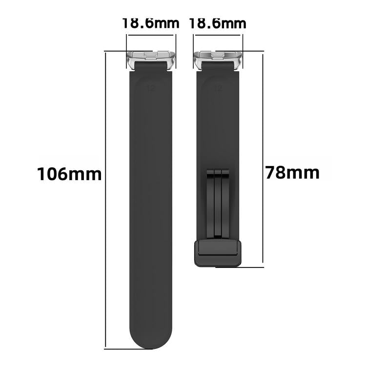 Folding Magnetic Black Clasp Solid Color Silicone Watch Band, For Huawei Band 11 / Band 11 Pro