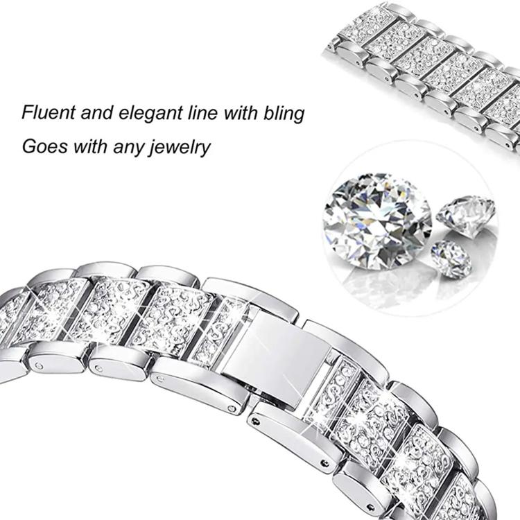 Three Beads Full Diamond Metal Watch Band, For Huawei Band 11 / Band 11 Pro