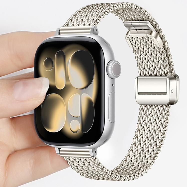 Slim Mesh Fold Magnetic Buckle Stainless Steel Watch Band, For Apple Watch 46mm / 49mm / 45mm / 44mm, For Apple Watch 42mm / 41mm / 40mm / 38mm