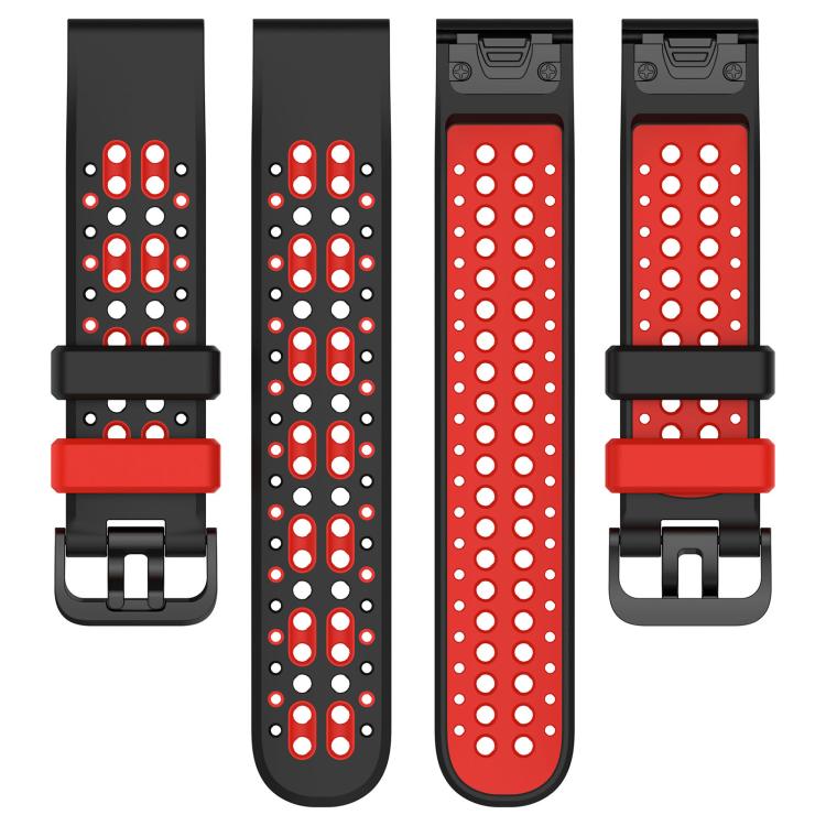 Two Color Dual Pin Buckle Breathable Silicone Watch Band, For Garmin 26mm, For Garmin 22mm