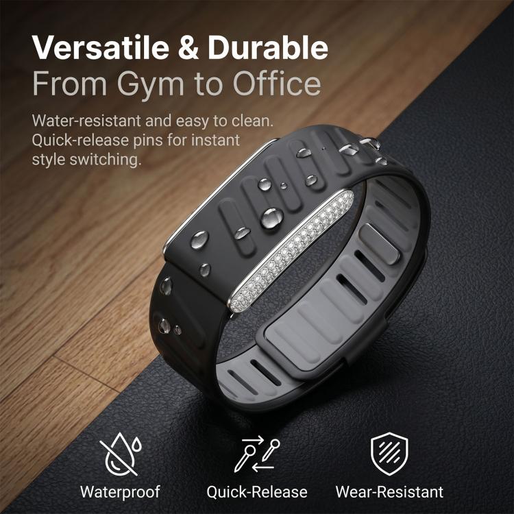 Full Diamond Style Two Color Silicone Watch Band, For WHOOP 5.0 Regular