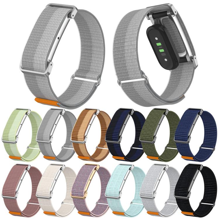 Metal Case Hybrid Nylon Hook and Loop Fastener Watch Band, For Google Fitbit Air