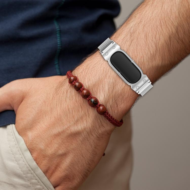 Metal Case Integrated Milanese Magnetic Stainless Steel Watch Band, For Google Fitbit Air